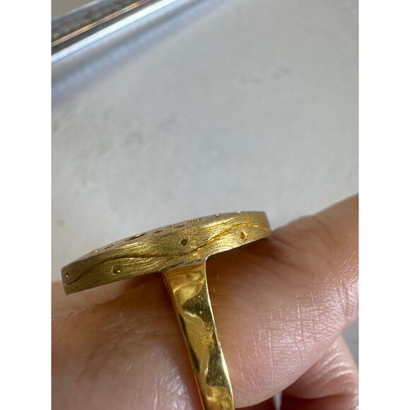 Matte Gold Statement Ring Size 7 Bold Chunky - Picture 2 of 7